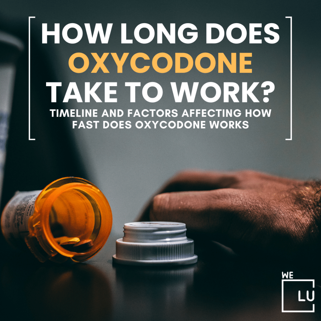 How long does oxycodone take to work? The immediate-release formulation takes effect within 15 to 30 mins, while the extended-release starts within 30 mins to 1 hour.