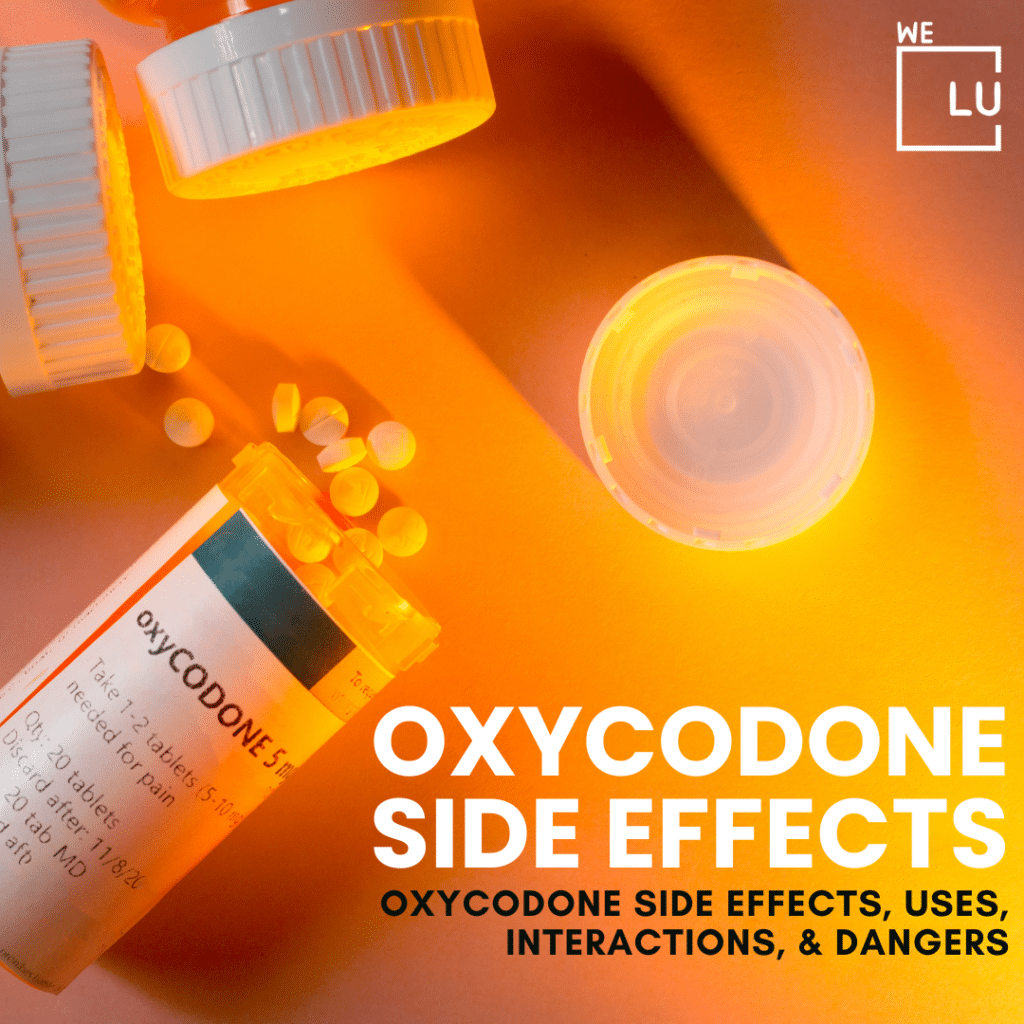 Oxycodone side effects can include drowsiness, dizziness, nausea, sweating, itchiness, and weakness. Other effects include dry mouth, constipation, sweating, headaches, and insomnia.