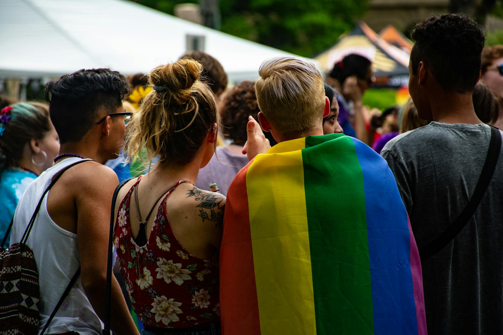 A group of people in a crowd