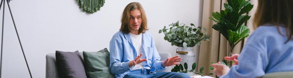 A person with cocaine addiction during a therapy session